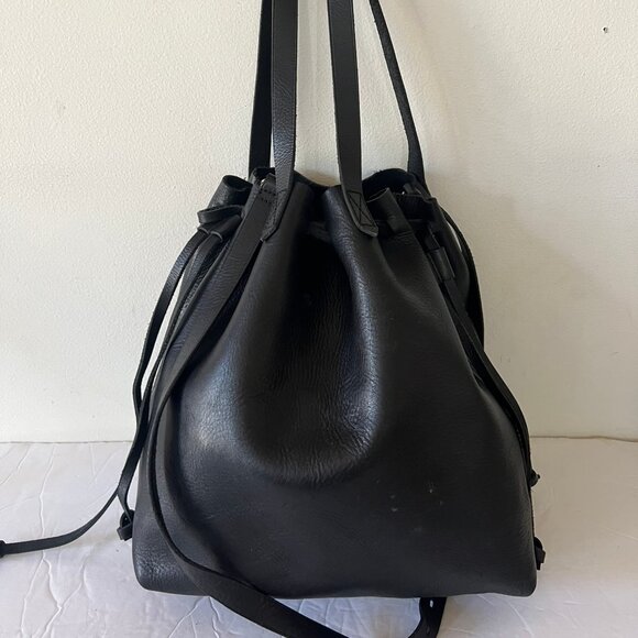 $170 MADEWELL MEDIUM DRAWSTRING TRANSPORT LEATHER TOTE - Picture 1 of 6
